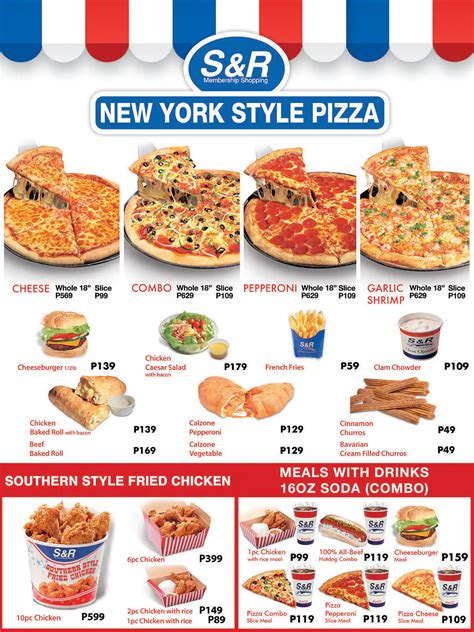 S&R New York Style Pizza Menu .